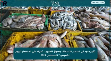 تغير جديد في أسعار الأسماك بسوق العبور.. تعرف على الأسعار اليوم الخميس 7 أغسطس 2025